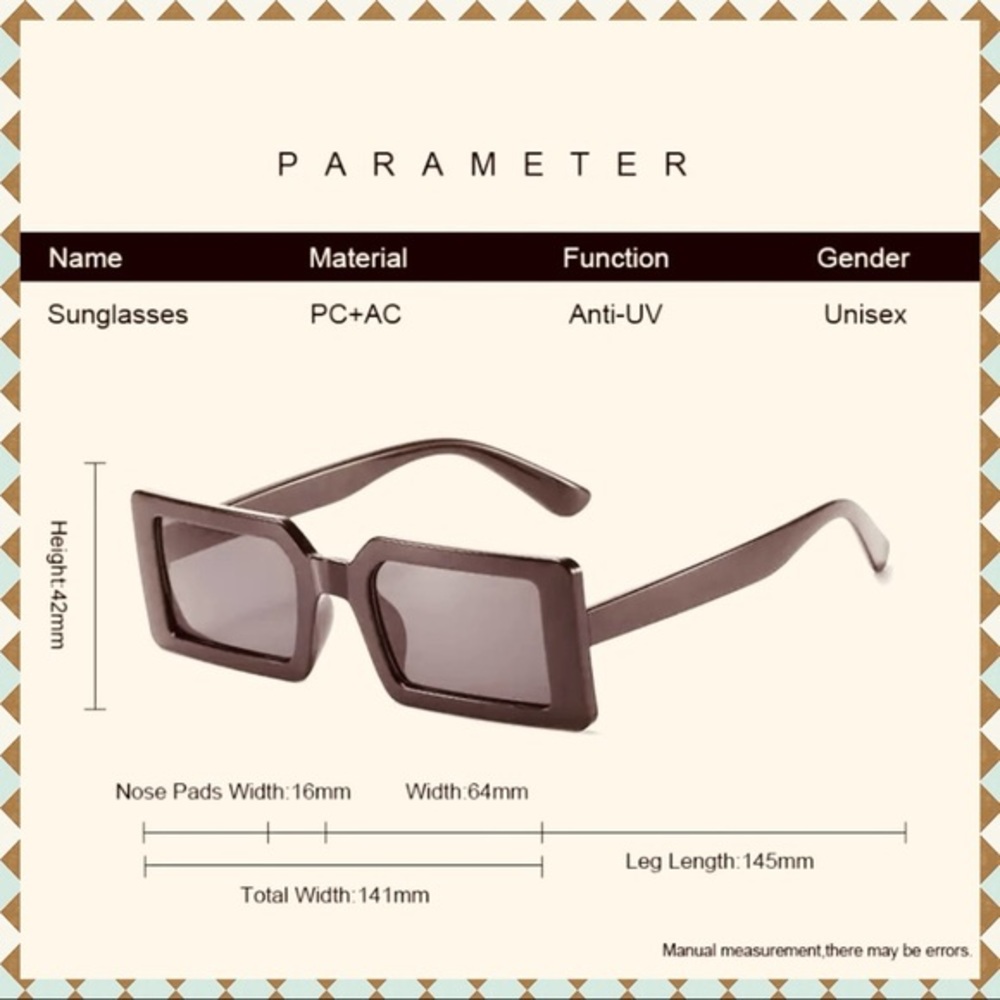SALE✨BROWN WITH BROWN LENSES JELLY LUXURY RECTANGLE STATEMENT …‎ - Picture 3 of 3